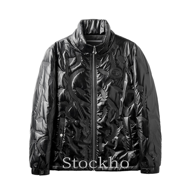 Men's thin cotton clothing with bright leather embossing