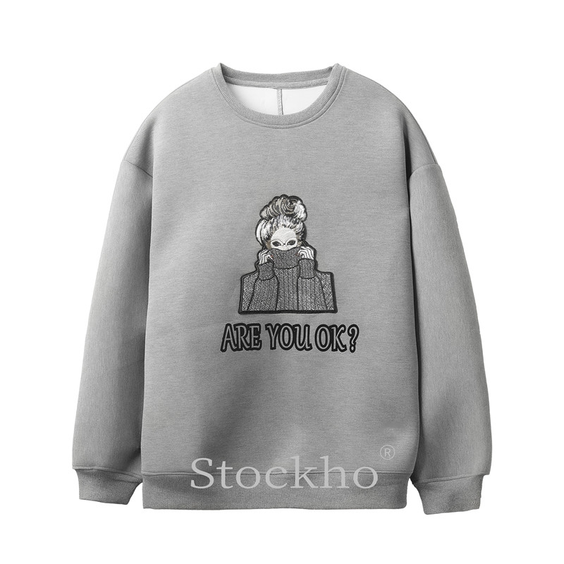 Women's round neck sweater grey