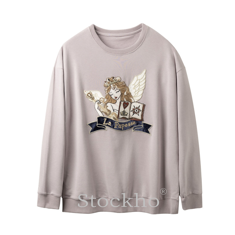 Women's round neck sweater purple