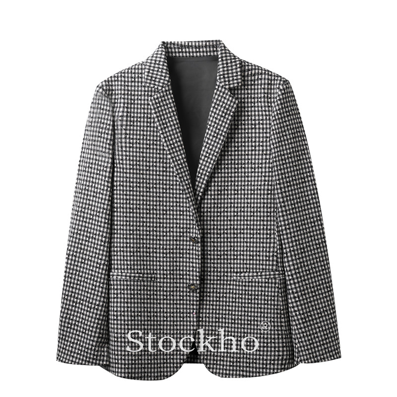 Fashionable Herren's small suit coat black and white check co