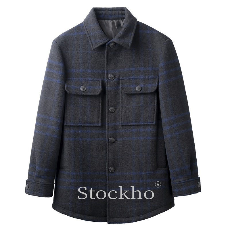 Men's new woulen coat with blue c